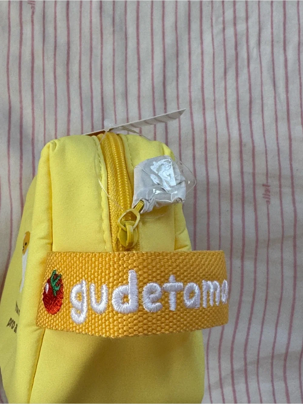 Sanrio Gudetama Lazy Egg Yellow Kids Cosmetic Zippered Pouch Travel Bag Tote NWT